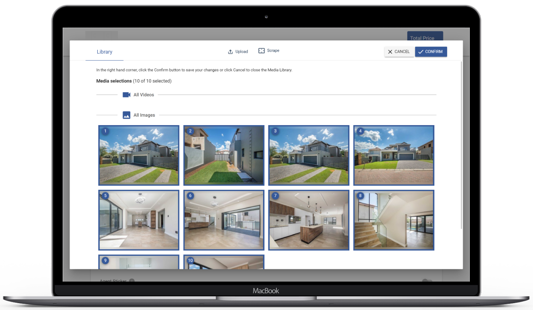 Ad ordering portal with a property media library